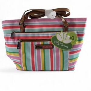Lily Bloom Kelsey Tote in the "Sunshine Stripe" pattern.